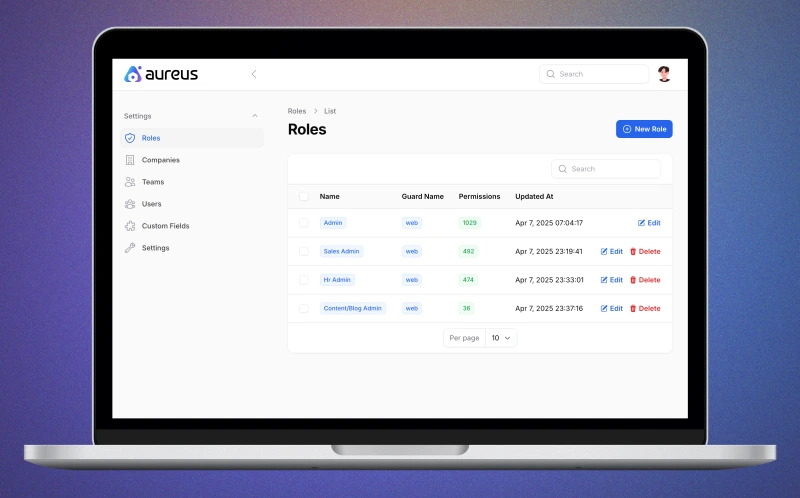 Aureus ERP frontend