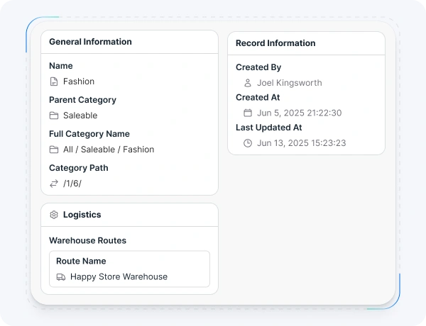 aureus erp Categories Management