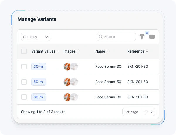 aureus erp Manage Variants