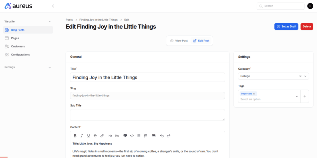 publish post