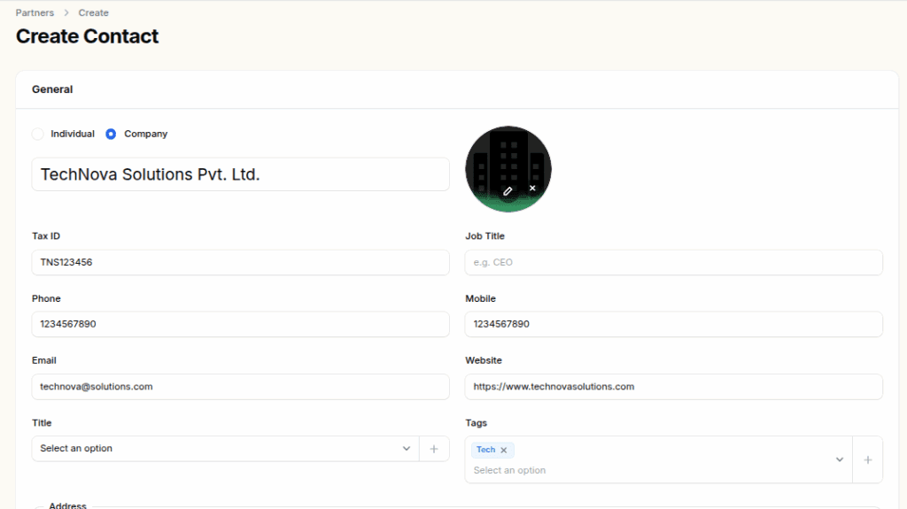 create contact hub aureus erp