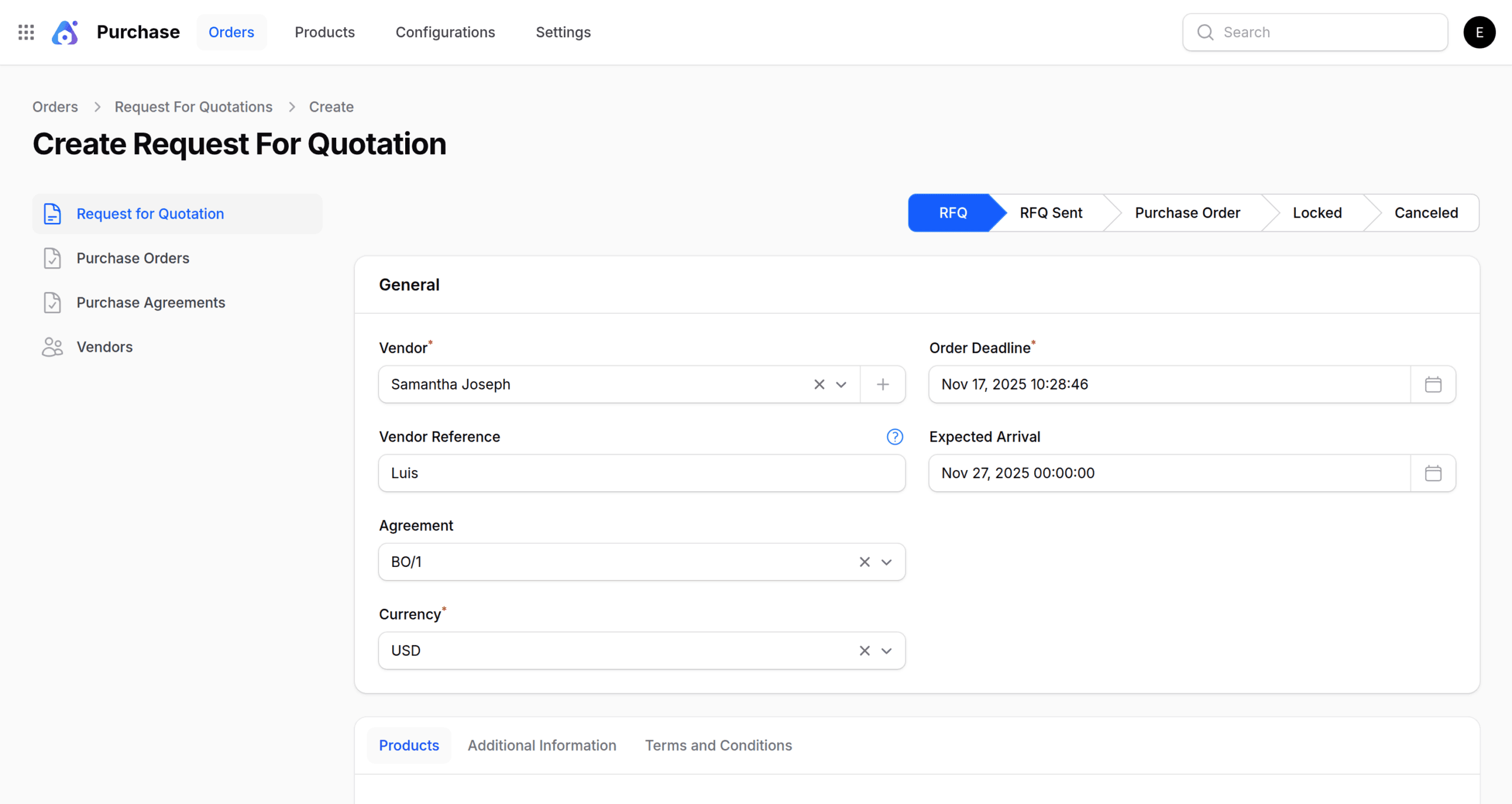 Create Quote Request