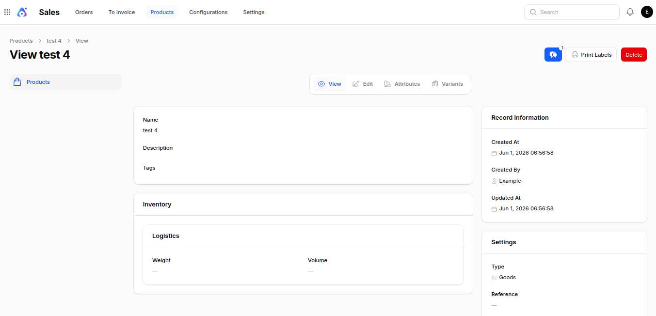 product view page